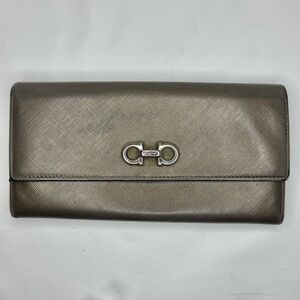 Silver/Grey Salvatore Ferragamo Long Wallet